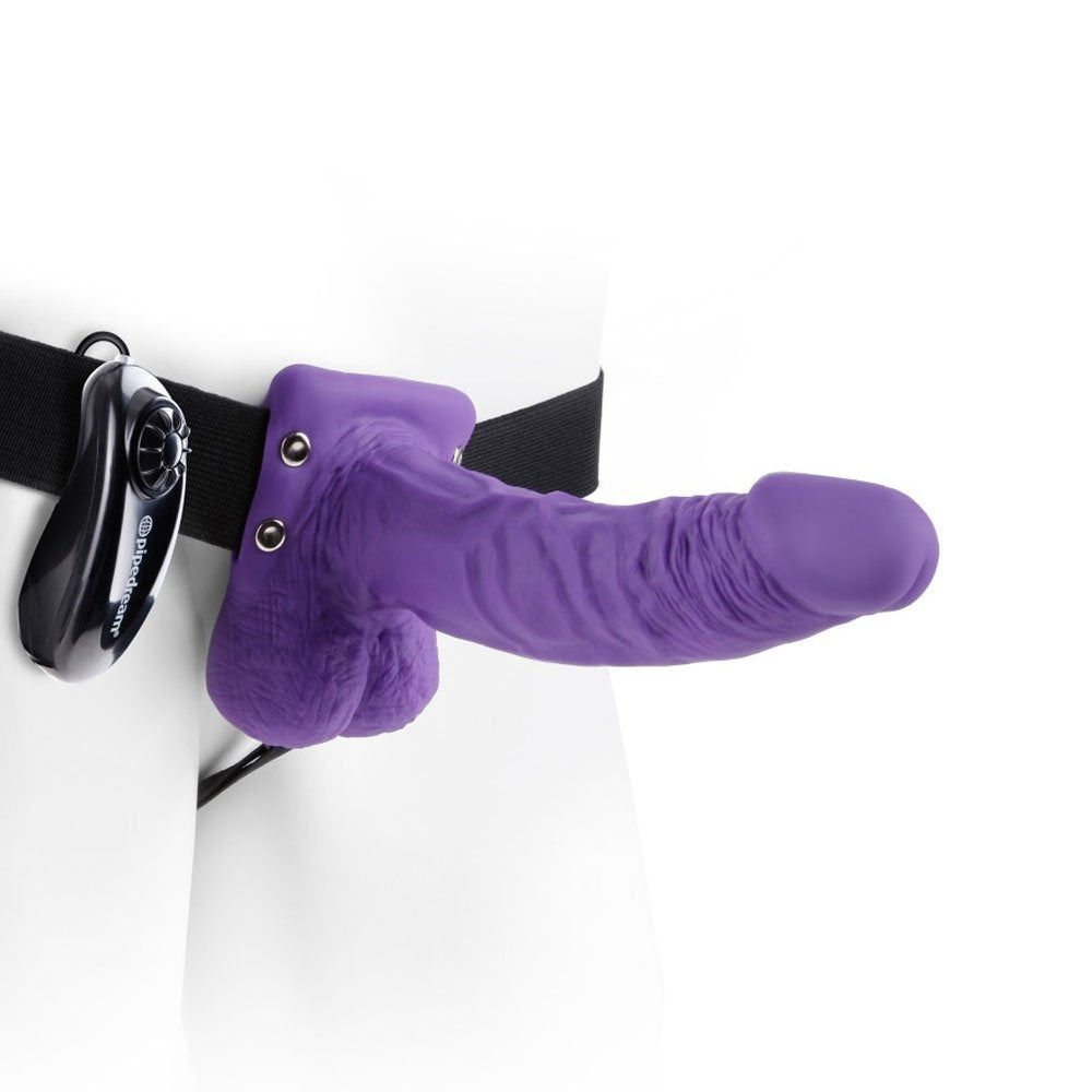 Pipedream Fetish Fantasy Series - 7' Vibrating Hollow Strap-On with Balls Purple