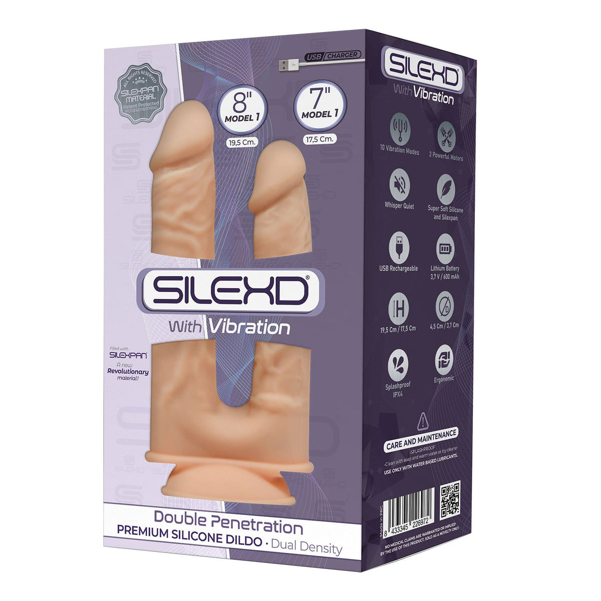 Premium Double Silicone Vibrator Model 1 8" + 7"