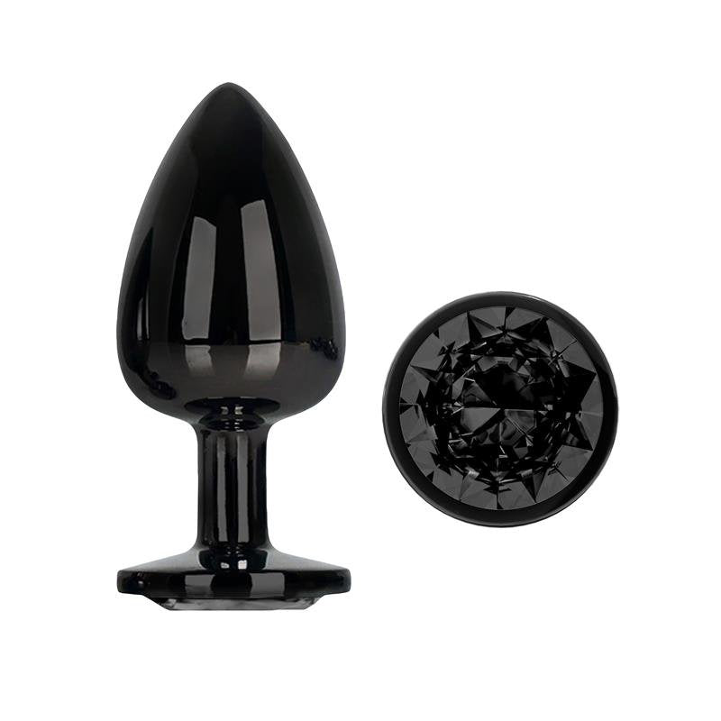 AFTERDARK Blackgem Plug anale metallico con gioiello nero taglia L
