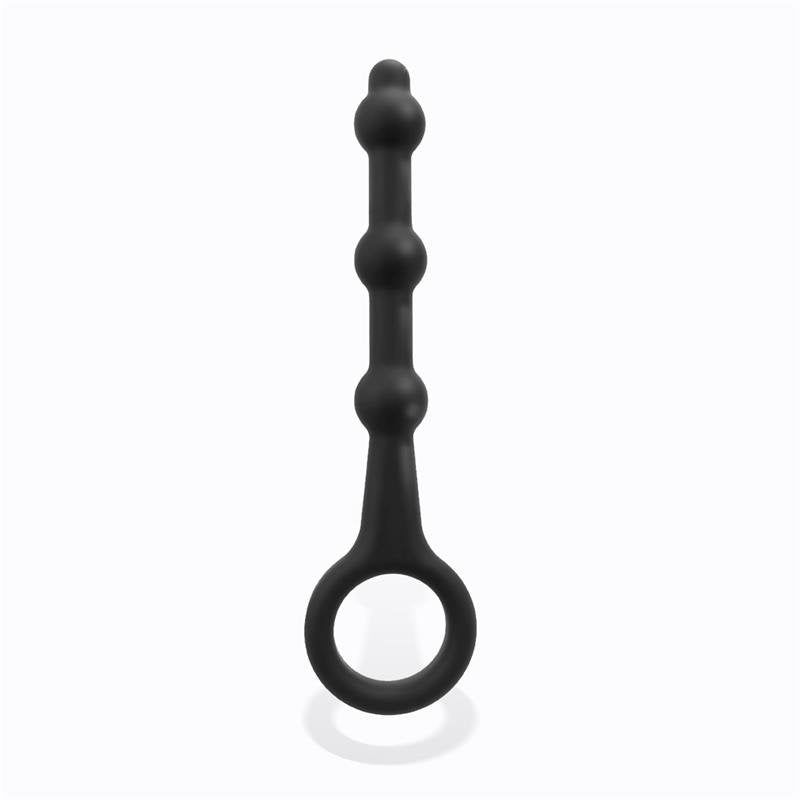 TARDENOCHE Elmer Plug anale con perline e anello di facile estrazione in silicone nero