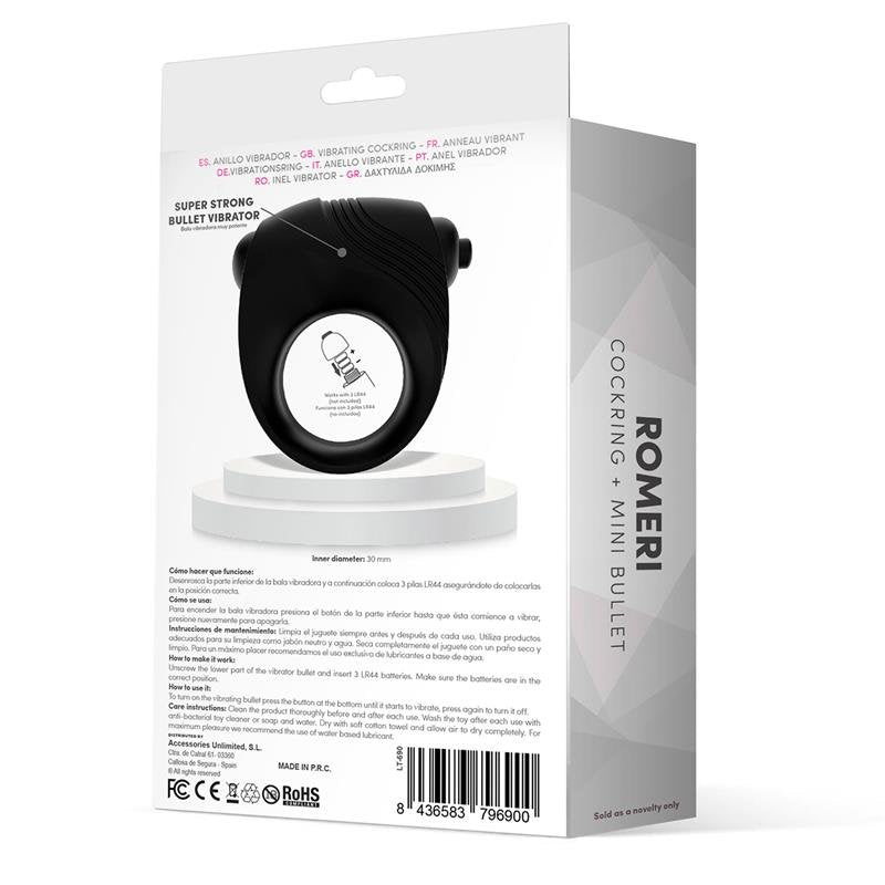 LATETOBED Romeri Ring + Proiettile Vibrante in Silicone Nero