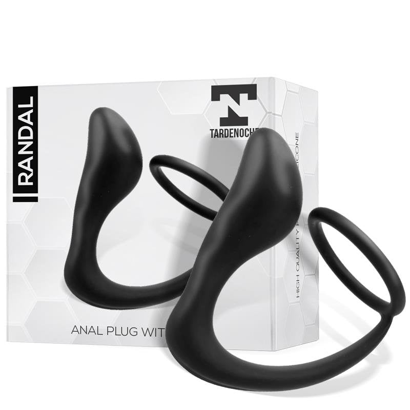 TARDENOCHE Randal Butt Plug con anello per pene in silicone nero