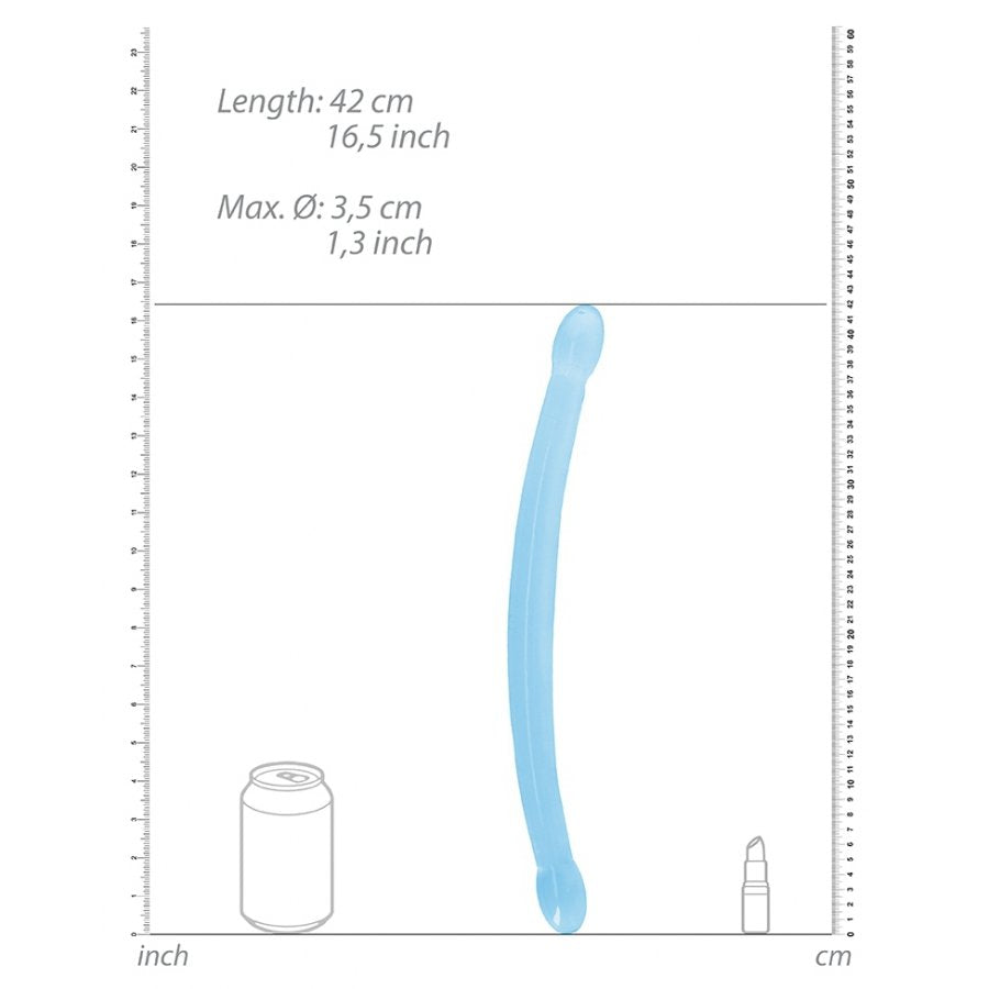 Dildo doppio di cristallo RealRock 42 x 3,5 cm blu
