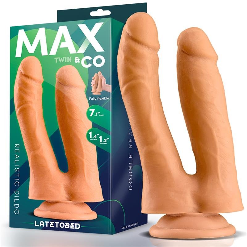 MAX & CO Twin Double Dildo Realistico 7.1" Carne
