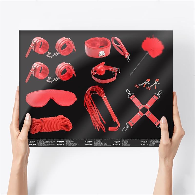INTOYOU BDSM LINE Set Bondage 10 Pezzi Rosso
