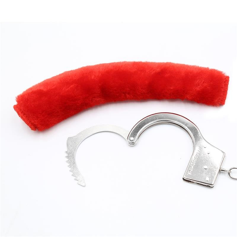 Manette in metallo pelose rosse INTOYOU BDSM LINE