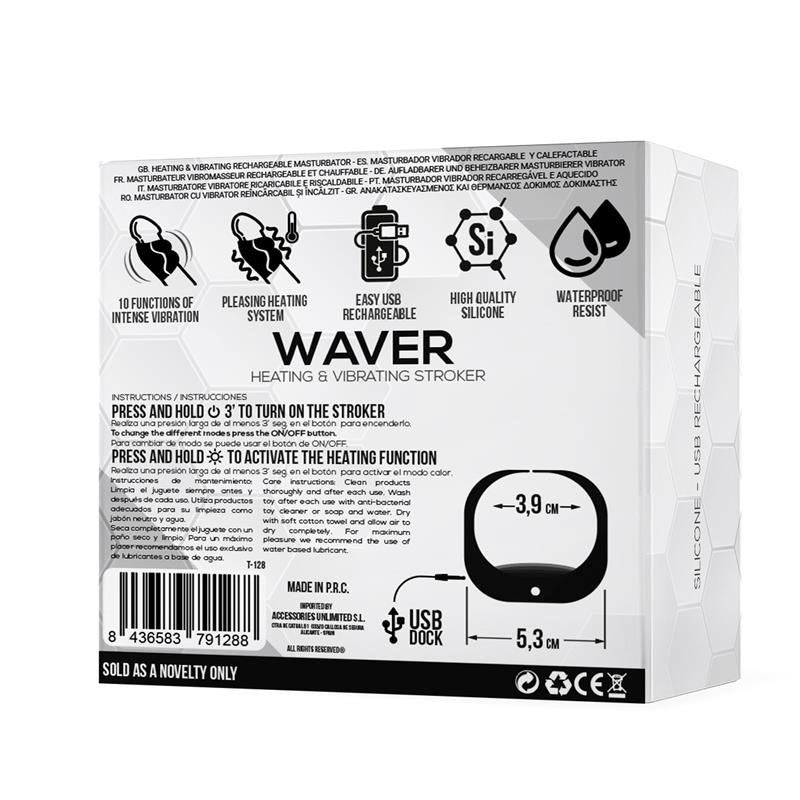 TARDENOCHE Waver Masturbatore maschile con funzione di calore e vibrazione, flessibile in silicone USB