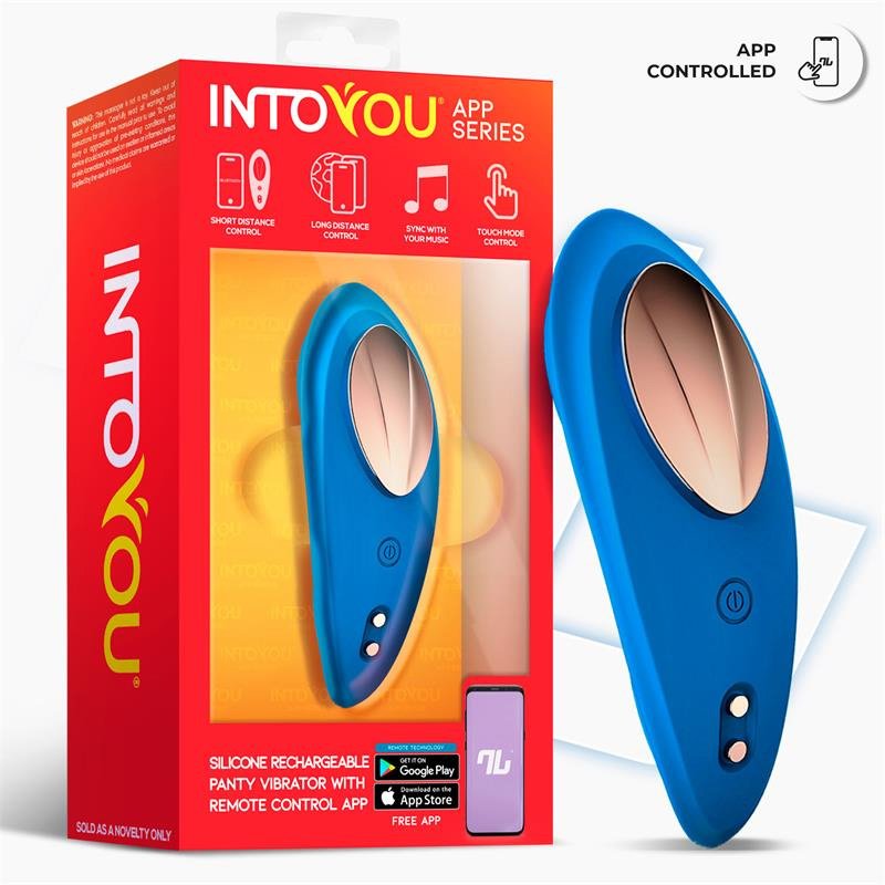 Vibratore a mutandine in silicone INTOYOU APP SERIES con app blu