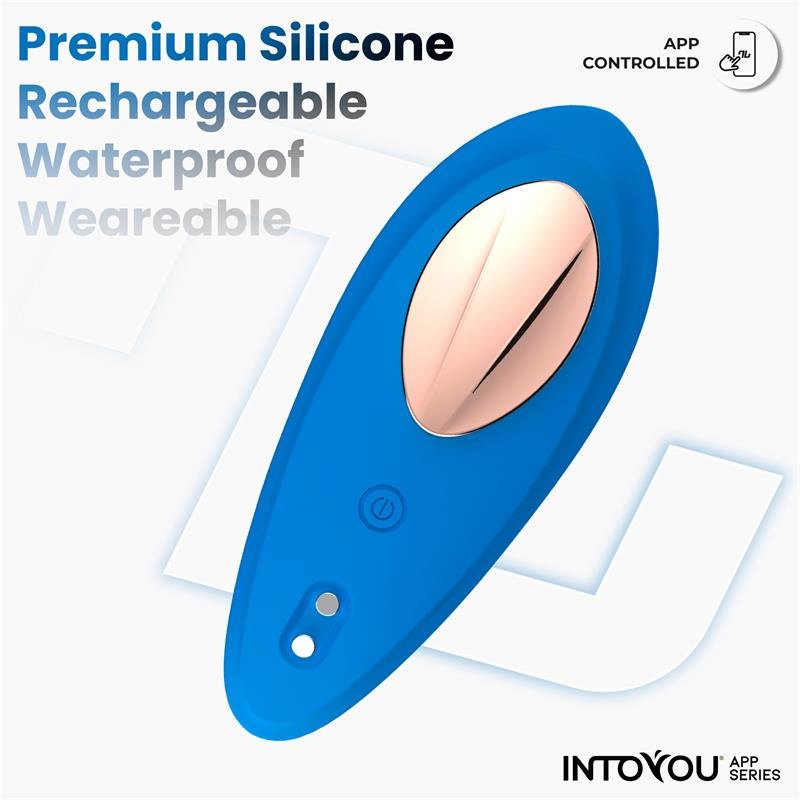 Vibratore a mutandine in silicone INTOYOU APP SERIES con app blu