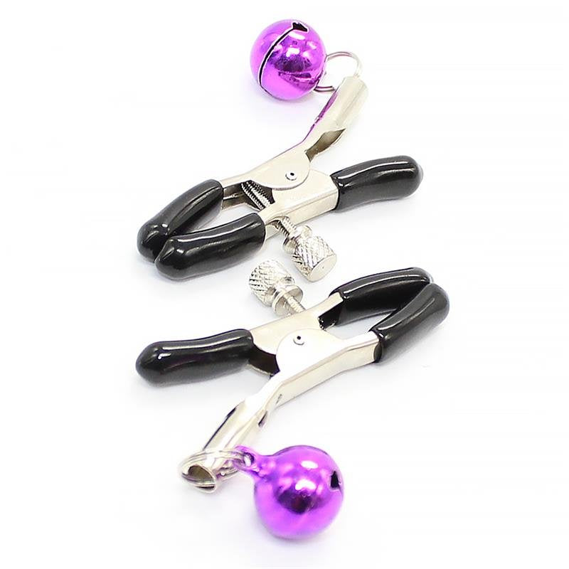 Morsetti per capezzoli LATETOBED BDSM LINE con campanella viola