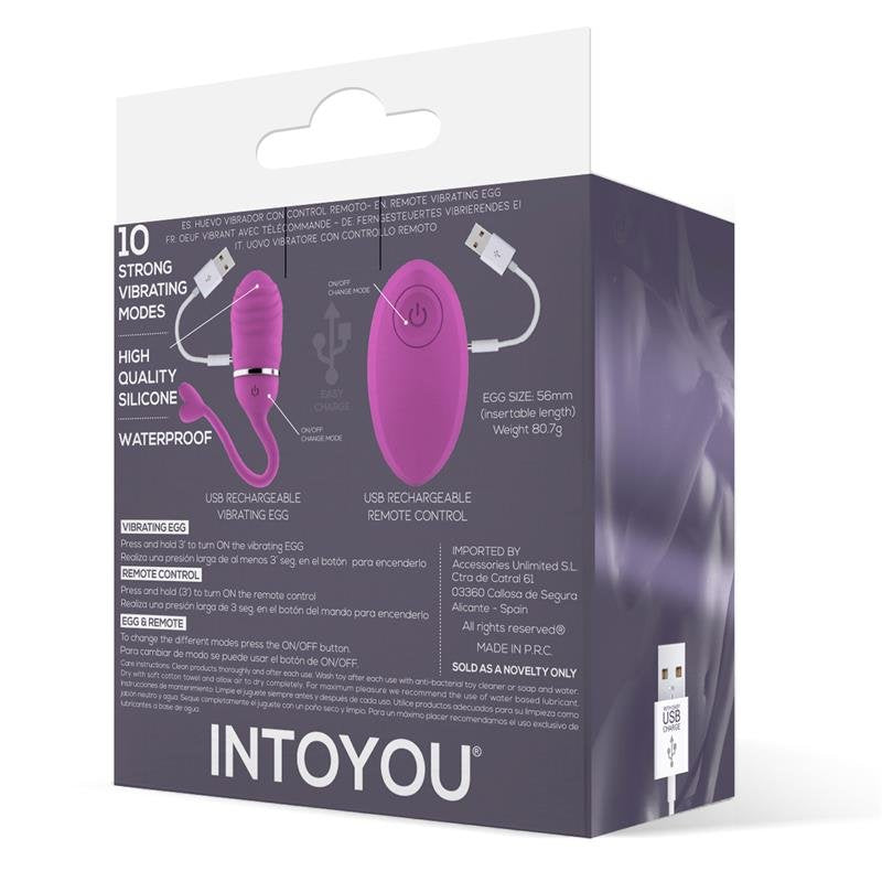 INTOYOU Uovo Vibrante con Telecomando Odise USB Silicone Rosa