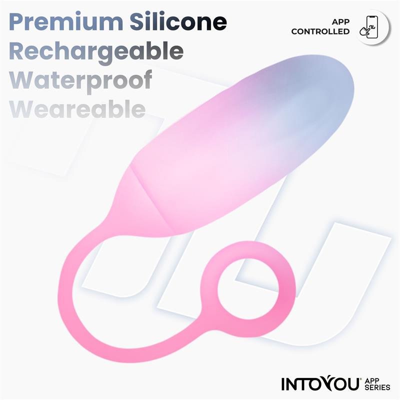 INTOYOU APP SERIES Uovo Vibrante con APP in Silicone a Doppio Strato Blu/Rosa