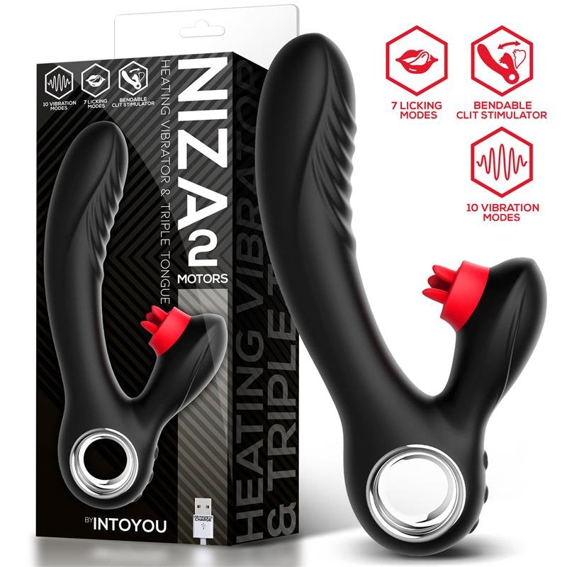 Vibratore INTOYOU Niza con riscaldamento e tripla lingua per il clitoride