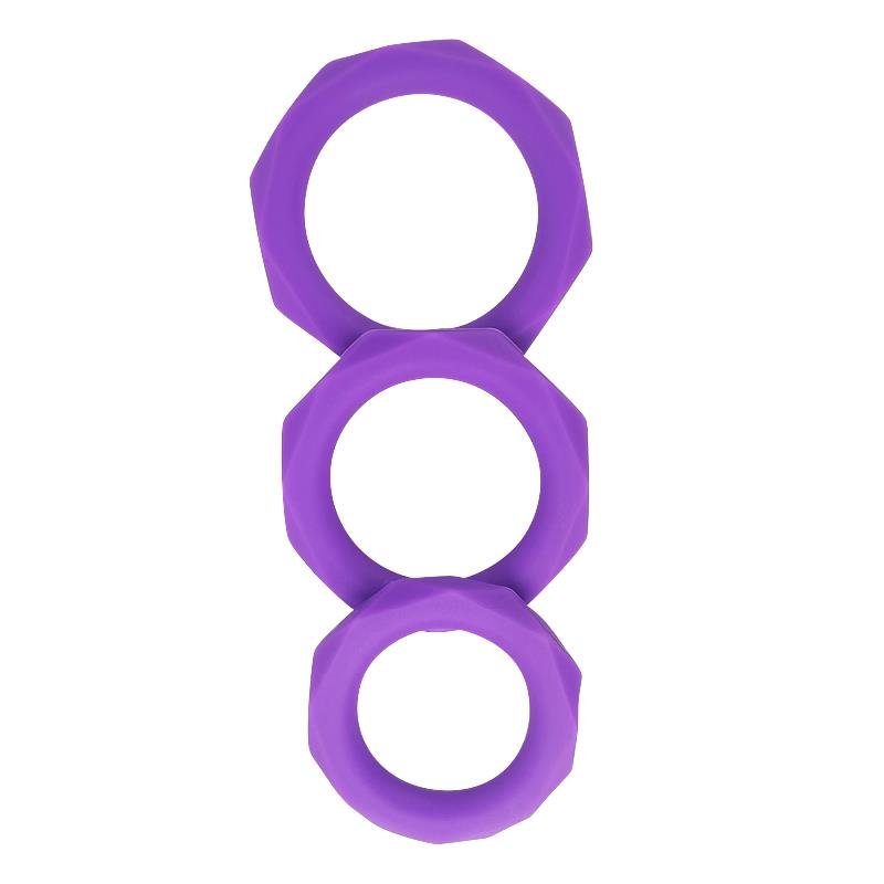 A-GUSTO Set di 3 anelli per il pene in silicone viola