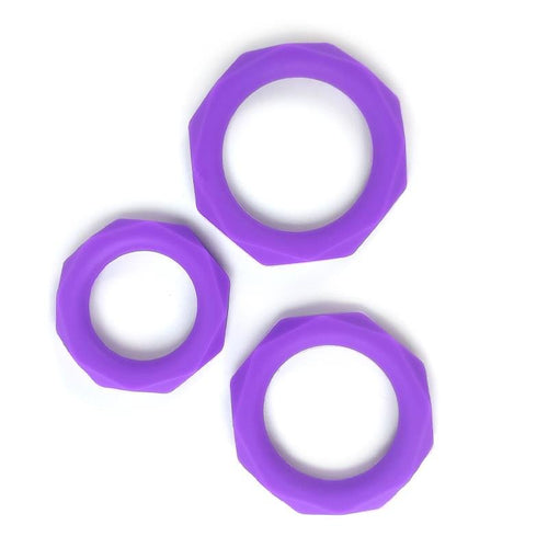 A-GUSTO Set di 3 anelli per il pene in silicone viola