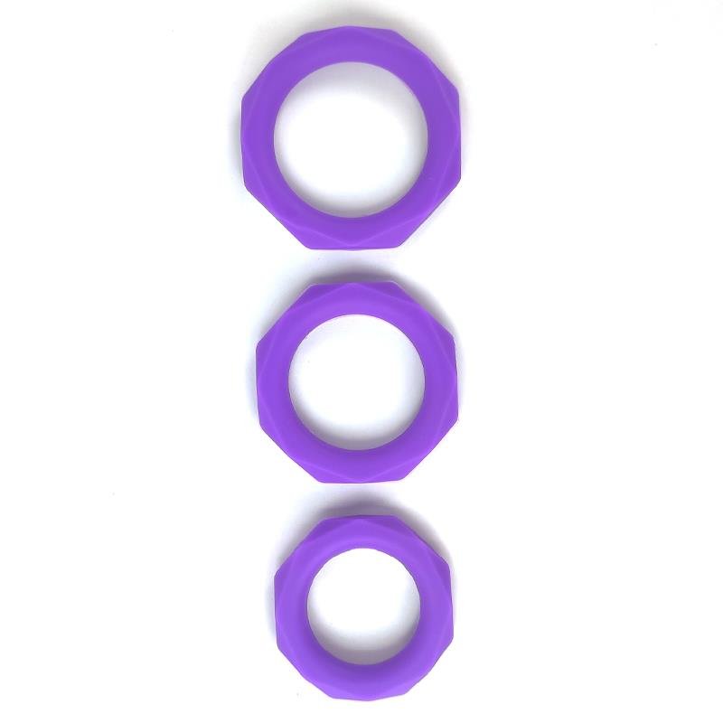 A-GUSTO Set di 3 anelli per il pene in silicone viola
